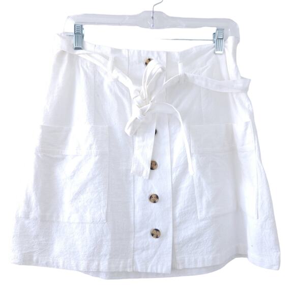 Hesperus White Skirt Button Down Size Large Summer Skirt, Front Tie - Picture 1 of 6